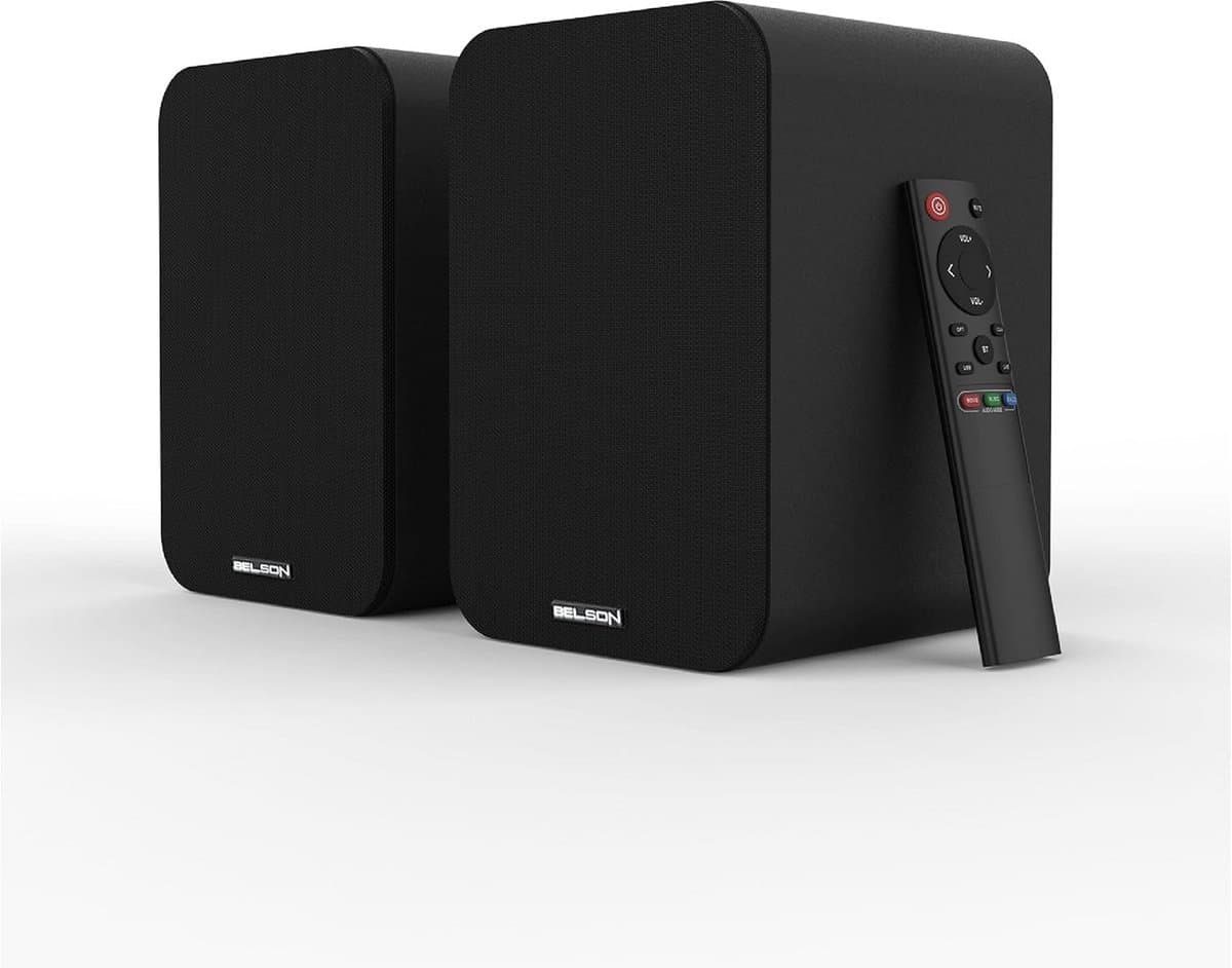 Actieve Boekenplank Luidsprekerset 2.0 met Bluetooth en Instelbare Bas/Treble