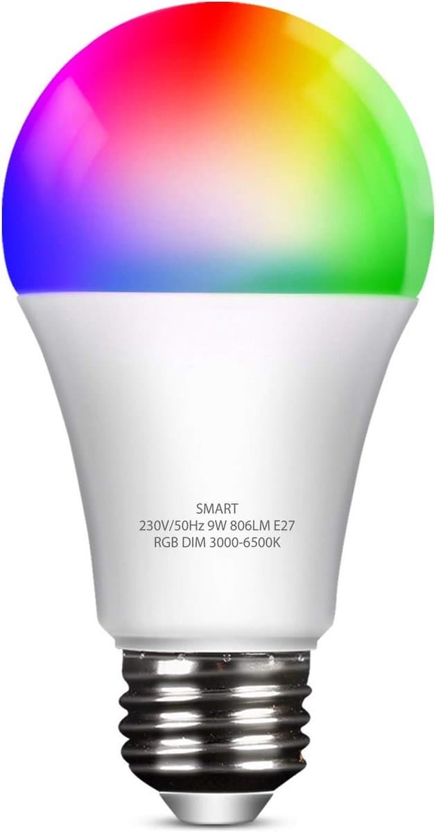 Slimme WiFi LED Gloeilamp E27 RGB Warm & Koel Wit Dimbaar Werkt met Alexa en Google Home