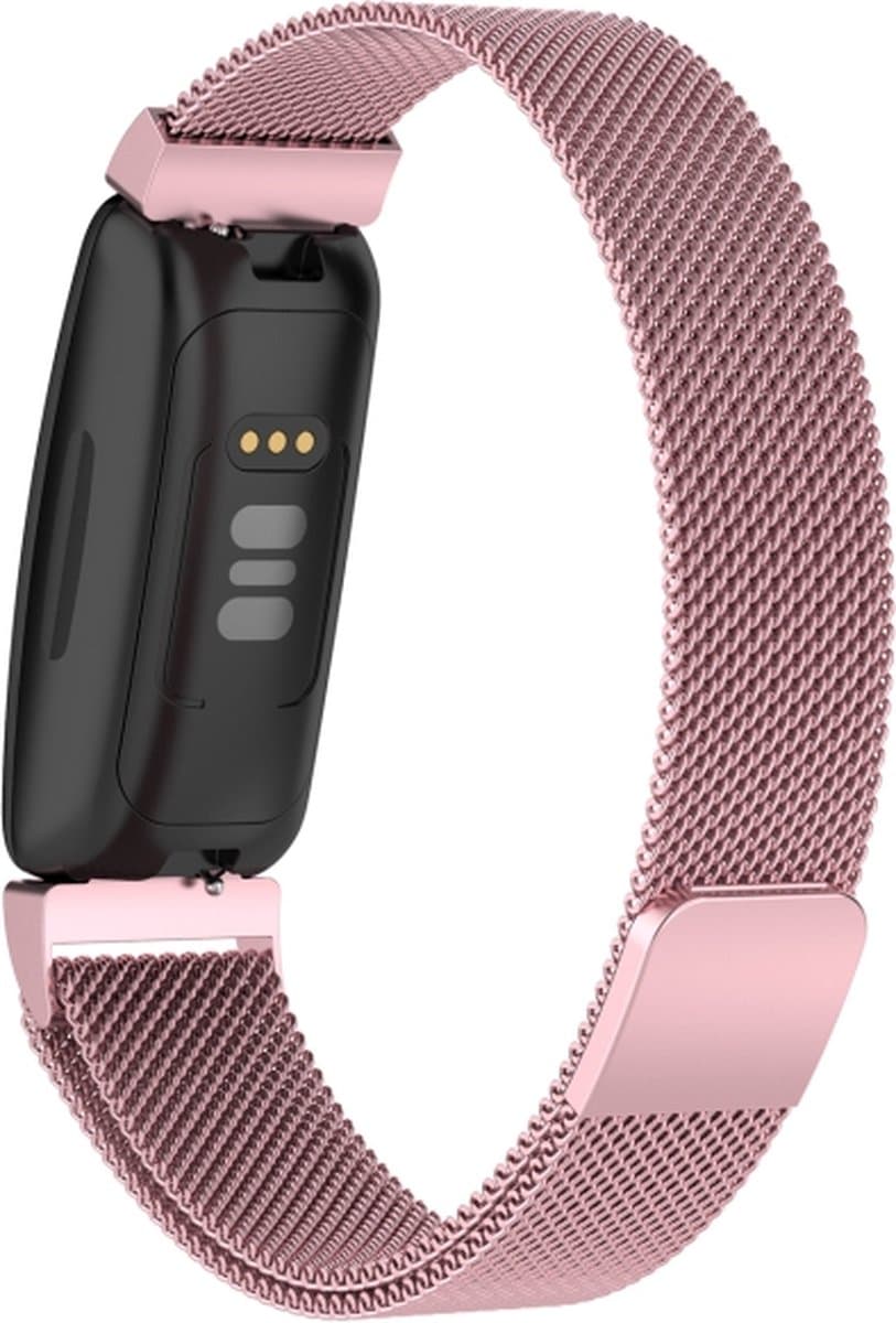 Milanees bandje - geschikt voor Fitbit Inspire 2 / Ace 3 - maat M/L - rosekleurig