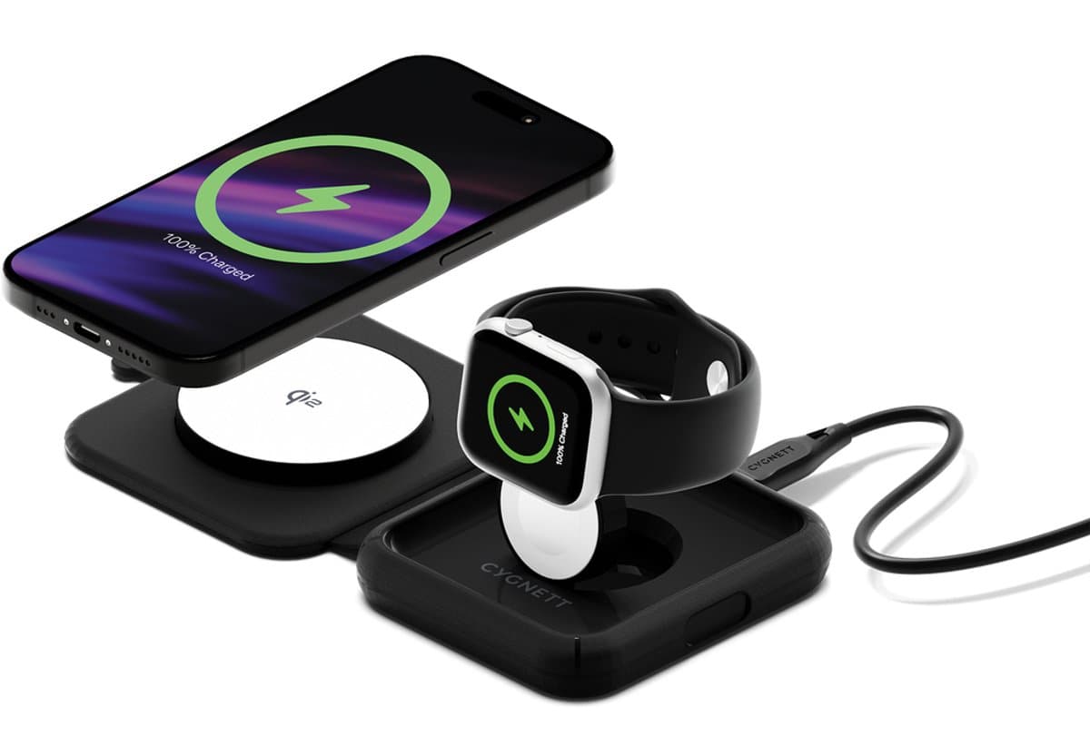 Cygnett MagTravel Qi2.0 2-in-1 Smartphone, Smartwatch Zwart USB Draadloos opladen Snel opladen Binnen