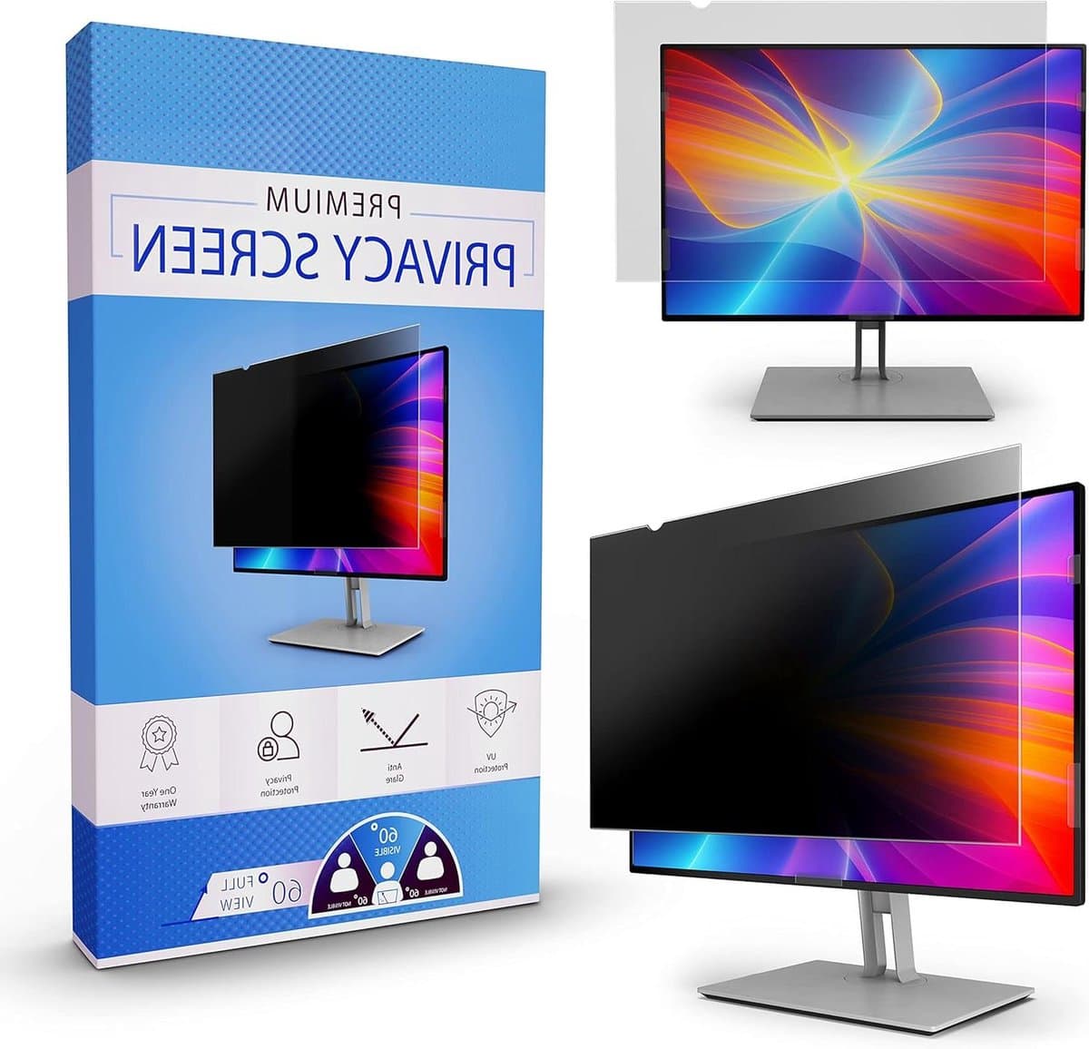 Privacyschermfilter Monitor - Schermbeveiliger Privacy - Bescherm Gevoelige Informatie - Zijdelings Onzichtbaar - 27 Inch 16:09 - Transparant