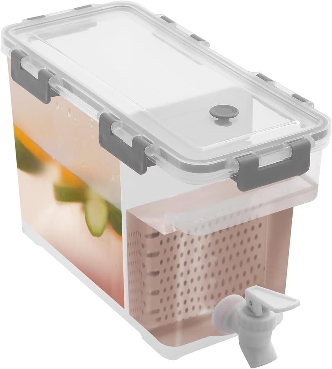 Drankdispenser met kraan - Waterkan koelkast - Drank serveren - Dubbel filter systeem - 35 liter inhoud - Grijs