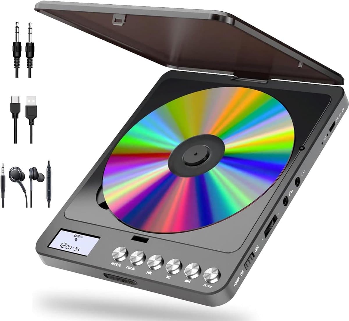 Draagbare Cd-speler - Discman Muziekspeler - Muziek Luisteren - Ingebouwde Luidspreker - 15 x 16 cm - Zwart