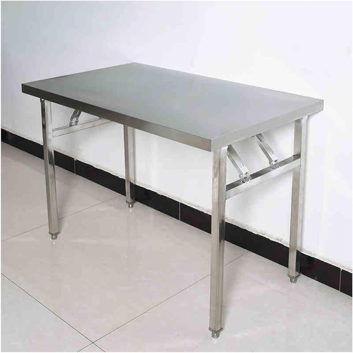 Werktafel Roestvrijstaal - Keukentafel Inklapbaar - Voorbereiden Werk - Dubbel Veerontwerp - 70x50x55cm - Zilverkleurig