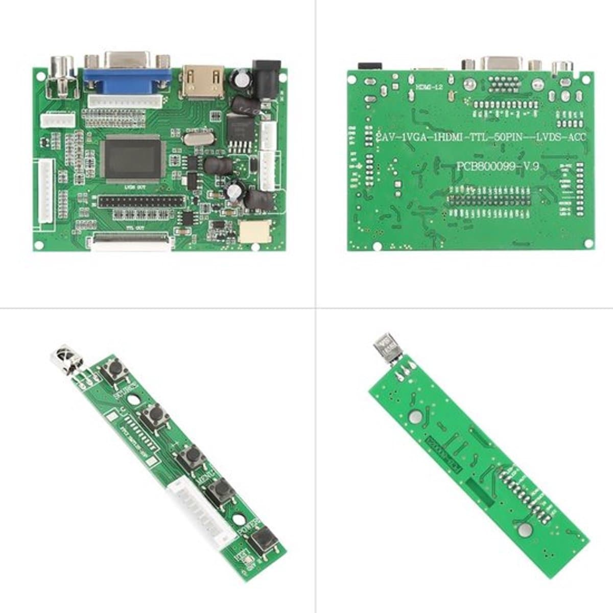 - LCD-controllerkaart - HDMI-AV-controller - groene kleur - 50-polige FPC-aansluiting - Geschikt voor LCD-scherm - 800 x 480