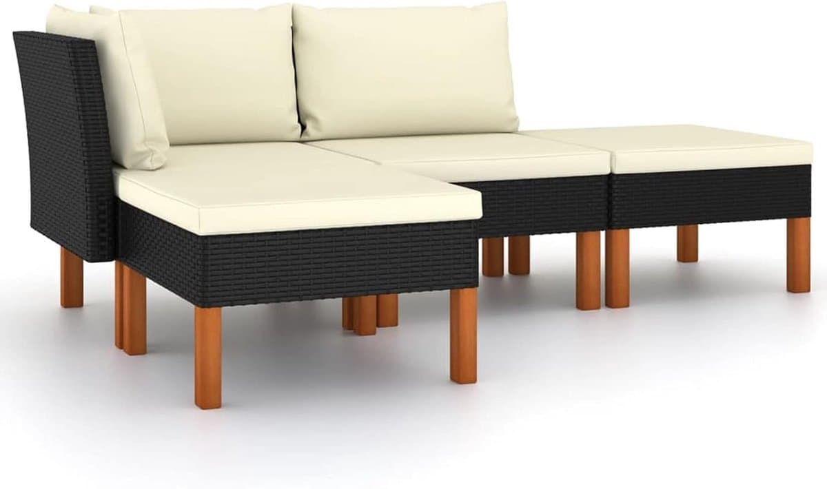 Tuinbank set - Modulaire lounge - Buiten ontspannen - Weerbestendig materiaal - 4-delig - Antraciet