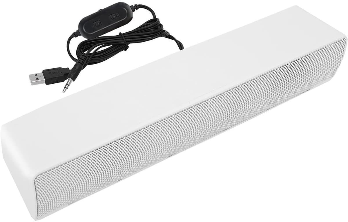 Shopcentral - Portable Soundbar - Stereo Geluid - Draadloze Bass Surround - Wit - USB Geluidssysteem - Geschikt voor PC, TV, Mobiele Telefoons, Laptop