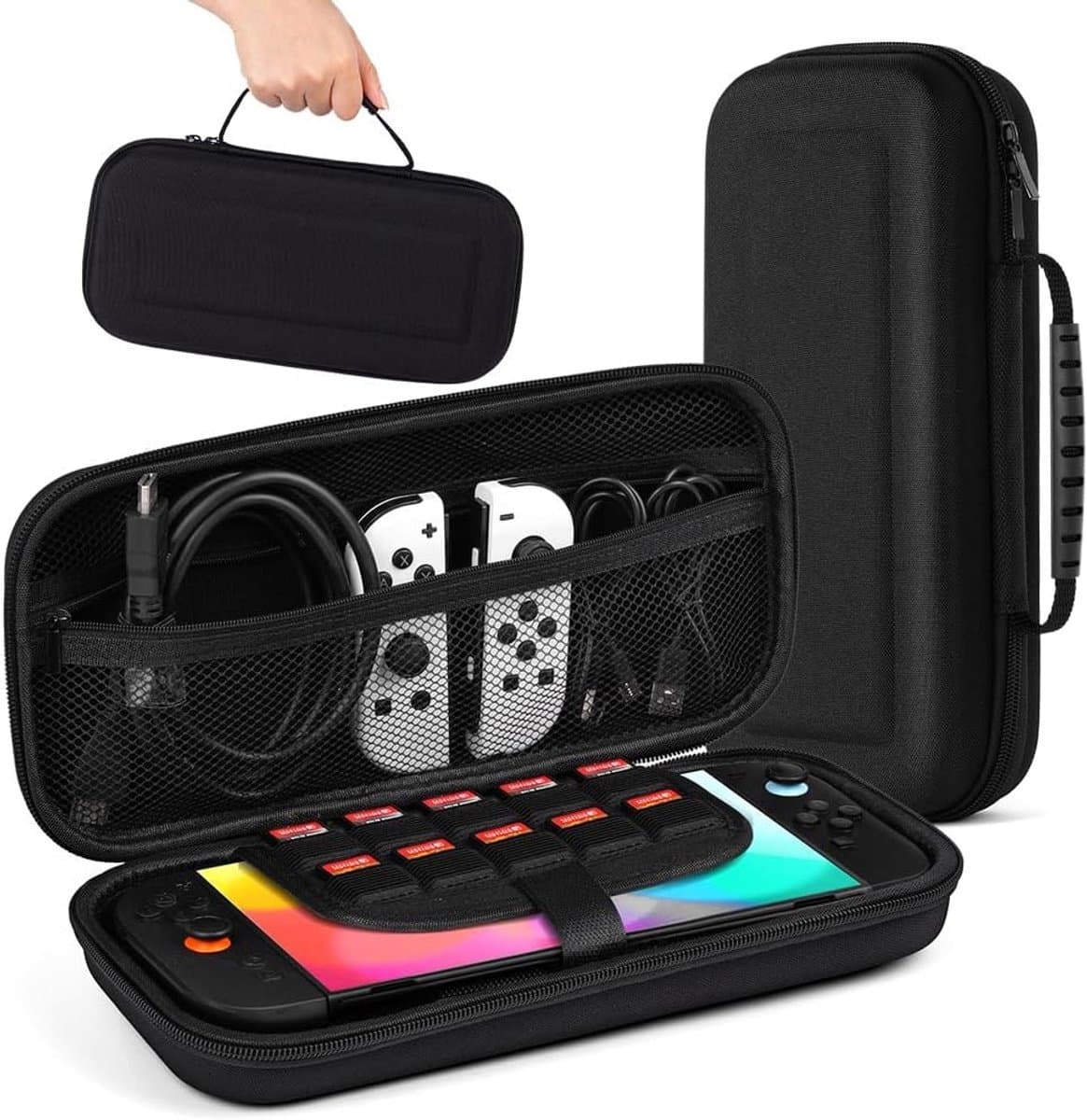 Tasje voor Nintendo Switch 2 met 10 Kaartensteckplaatsen en Robuste 600D Polyester Bescherming, Draagbare Console Bescherming