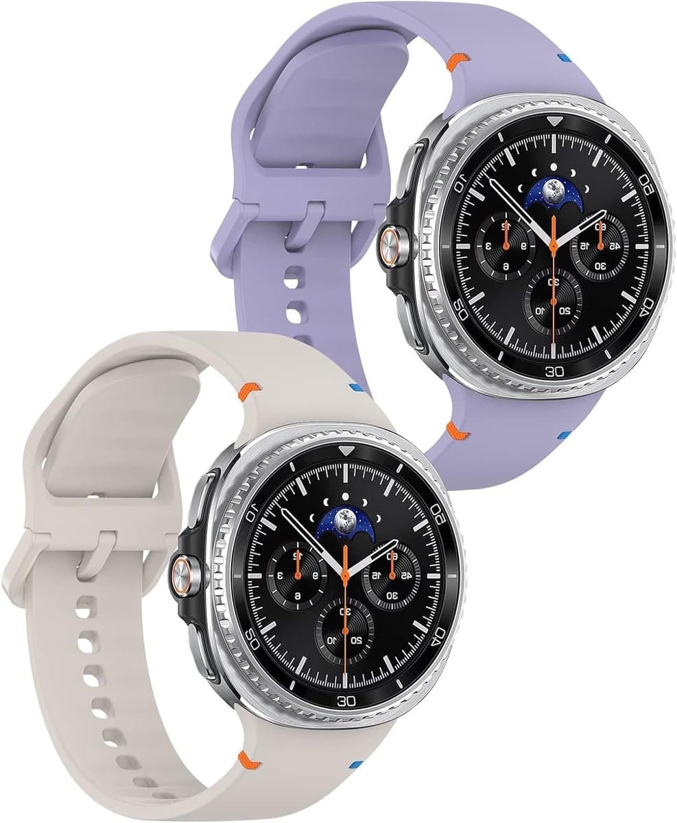Sportieve Silicone Horlogeband voor Galaxy Watch 8 en 8 Classic - Maat L, Starlight en Paars, Geschikt voor 40mm en 44mm Modellen
