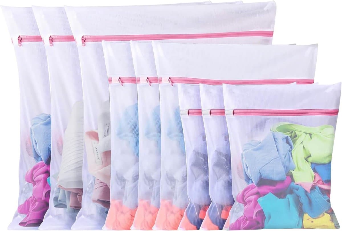 10pcs Waszakken voor Wasmachine - Grote Mesh Waszak voor Shirts - Bh's - Sokken - Schoenen - Truien - Baby Kleding (3 Maten)