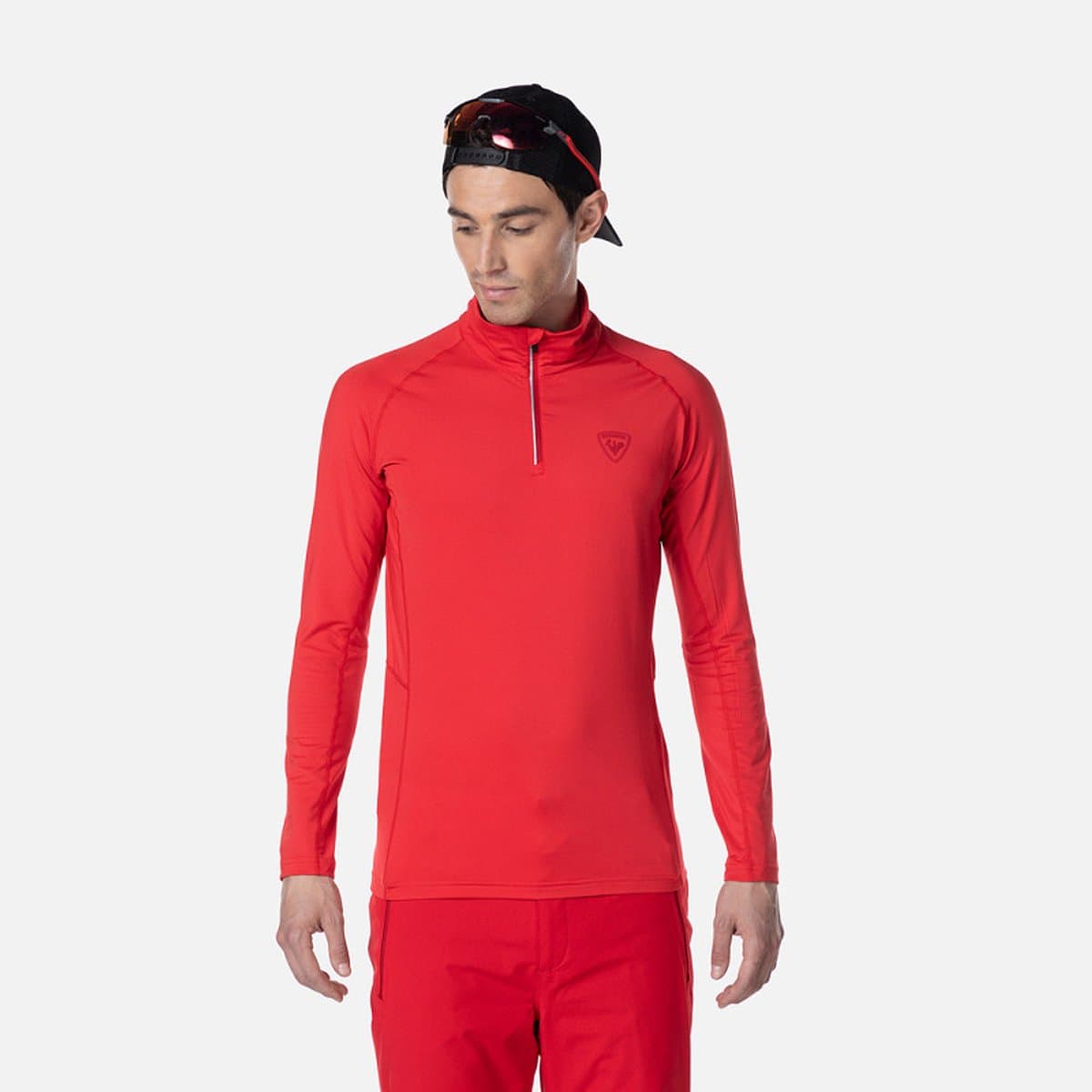 Heren classique halve rits baselayer - Rood - Small