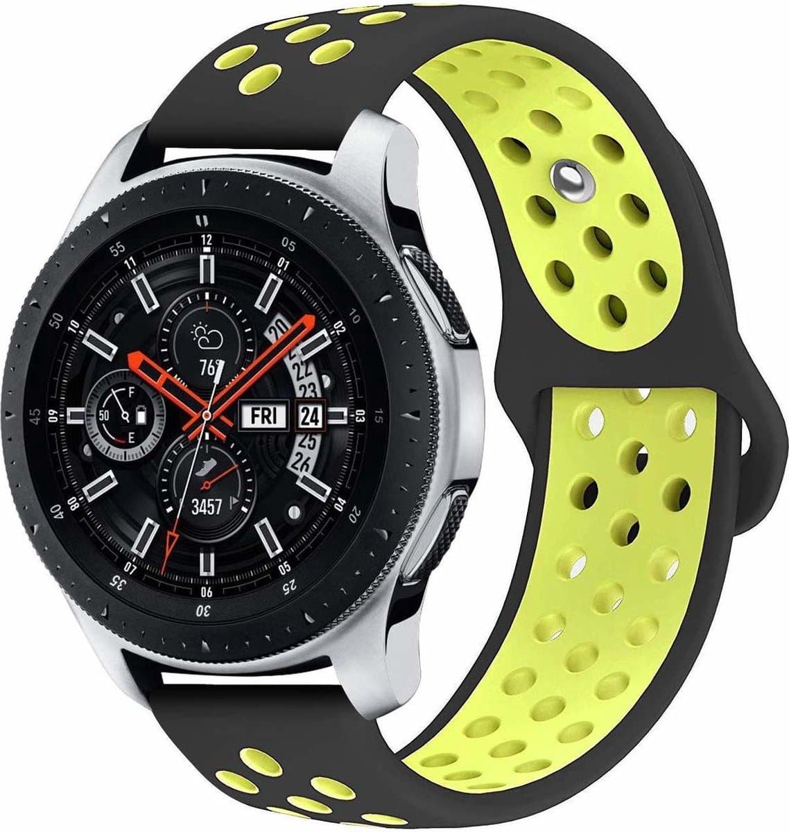 Geschikt voor Samsung Galaxy Watch sport band - zwart/geel - 41mm / 42mm