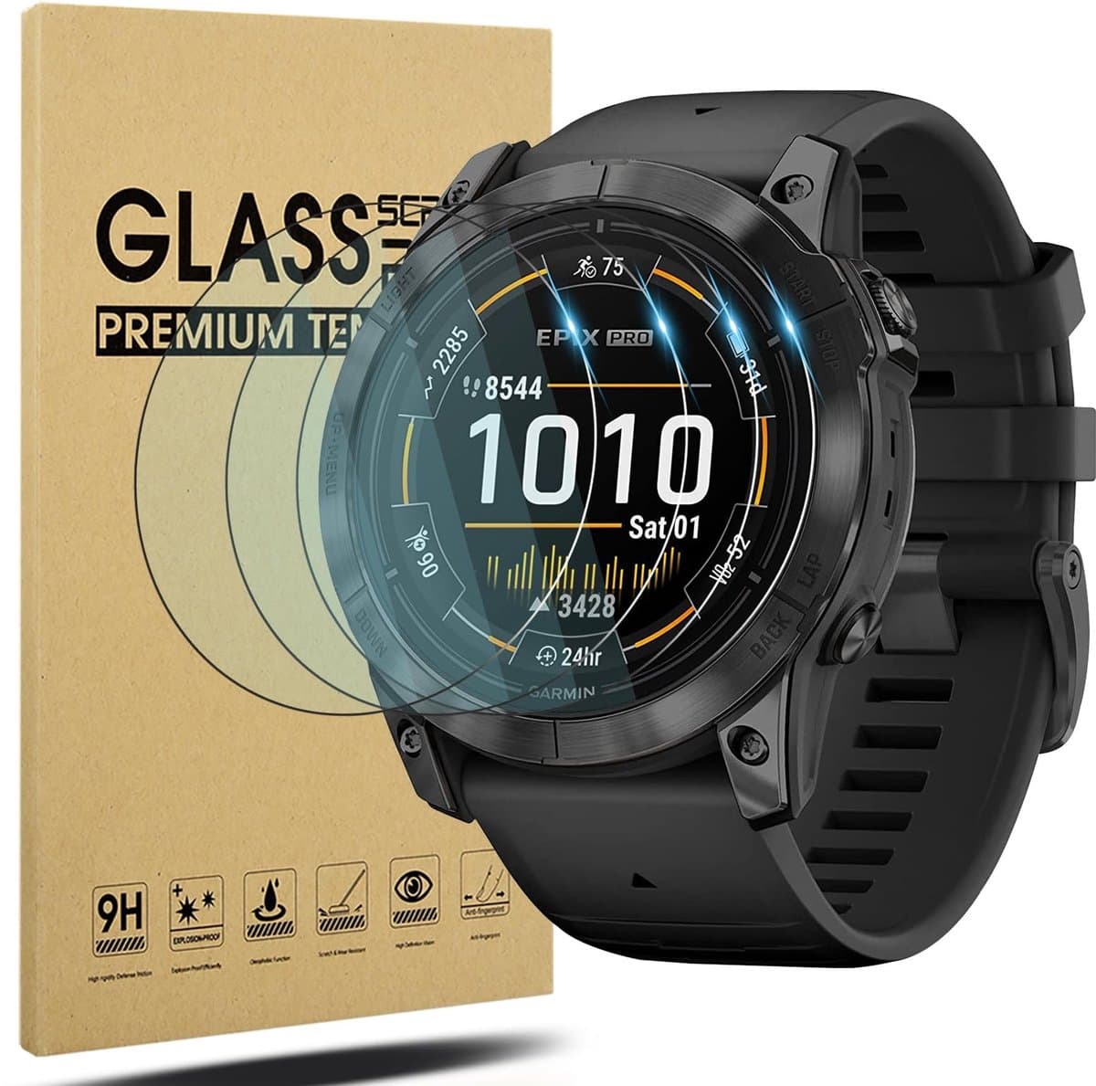 Dailygoods - Schermbeschermer - Garmin Epix Pro 51mm - Gehard Glas - Krasbestendig - HD Bescherming - Geschikt voor Smart Watch - 4-Pack