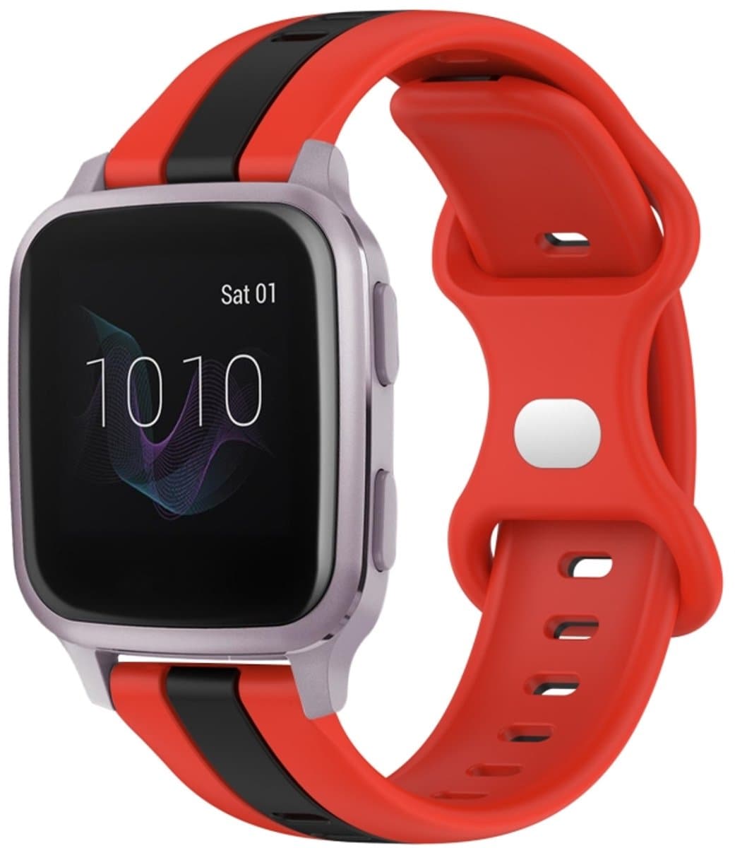 Voor Garmin Venu SQ 20 mm vlindergesp tweekleurige siliconen horlogeband (rood + zwart)