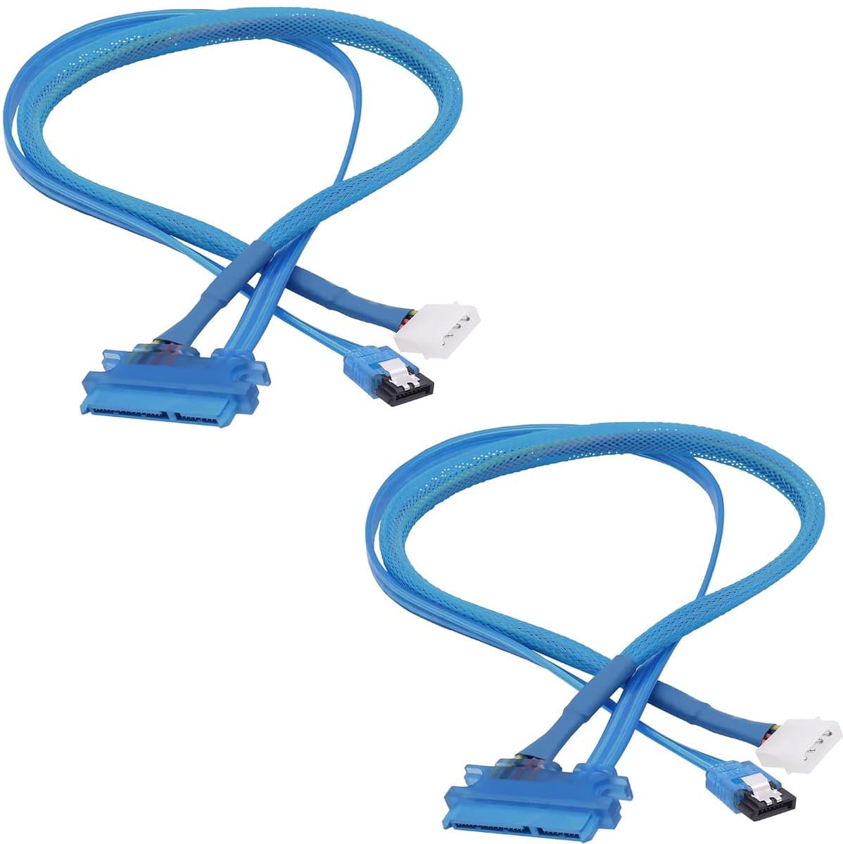 22 Pin SATA Data Power Cable 2-in-1 SATA III 7+15 Pin to 7-Pin Data with IDE 4-Pin Power Interface, Socket on Plug - ShopVlot