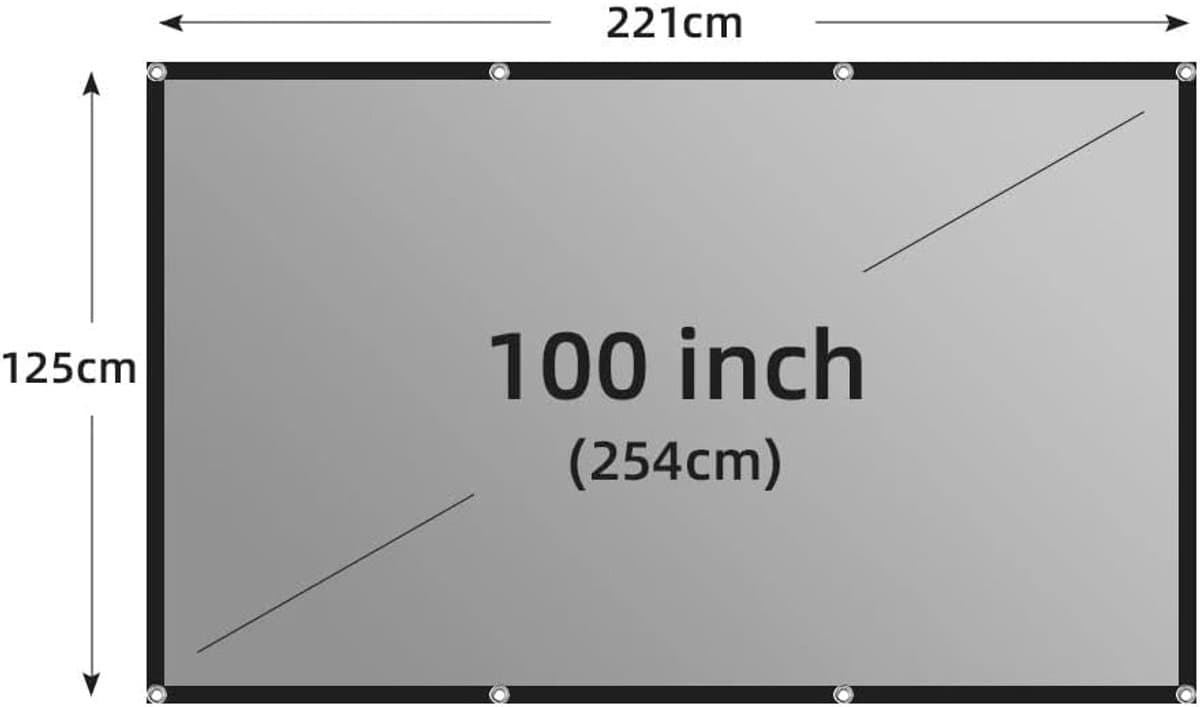 Projectiescherm 16:9 - Beeldscherm Grijs - Thuisbioscoop Creëren - Anti-Licht Doek - 100 inch - Zwart