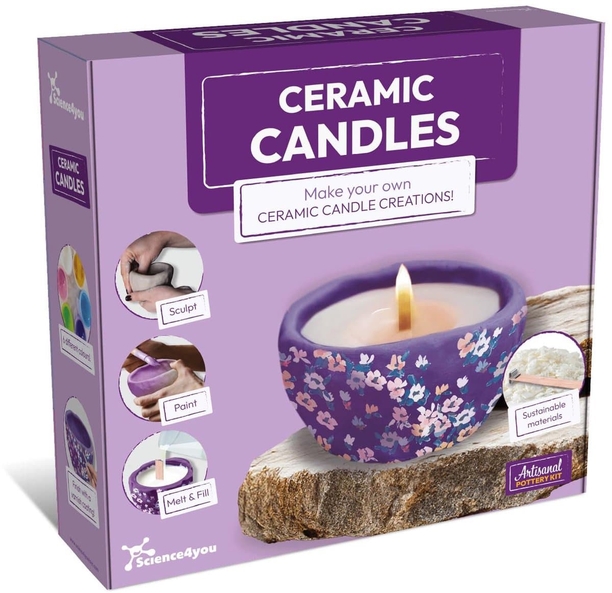 Science4you Keramische Kaarsenkit voor Volwassenen - DIY Knutselset om je eigen Keramiek te maken, Handgemaakte Decoratie, Hobby en Cadeau-idee voor Volwassenen