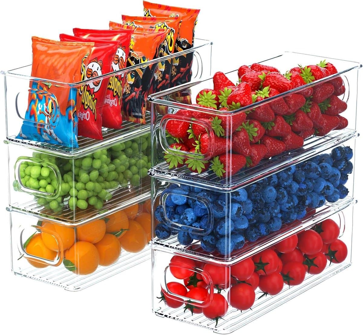 Koelkast Organizers - Opbergdozen Set - Keuken Ordenen - Stapelbaar BPA-vrij - 6 Stuks - Doorzichtig