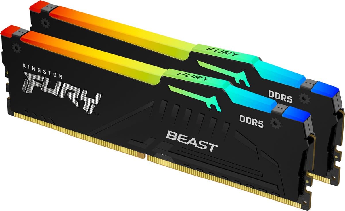 Kingston Fury Beast RGB KF560C36BBE2AK2-32 - RAM-geheugen - 32GB - 6000MT/s - DDR5 - DIMM - 2 x 16 GB