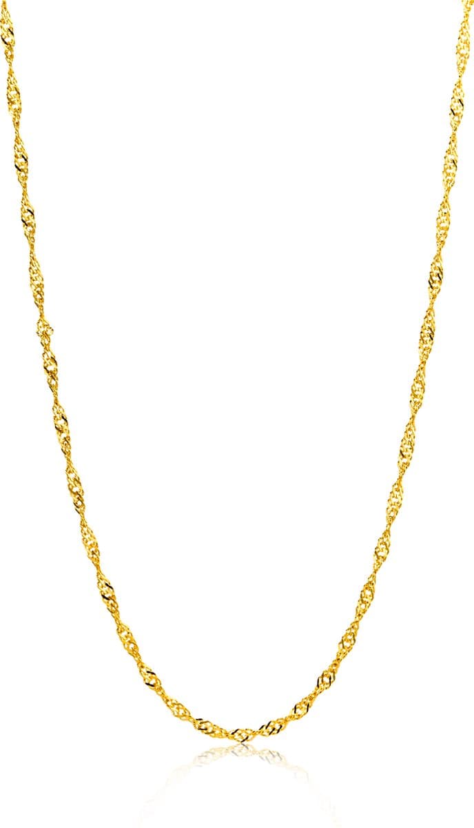 Miore Pure Collier Ketting Dames - 14 Karaat Goud - Met Diamanten - Zonder Hanger - 45 cm