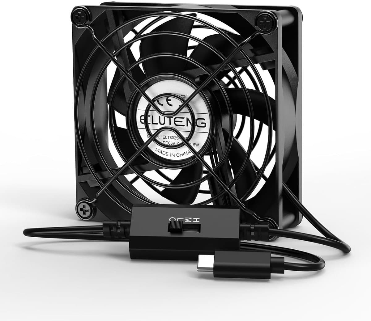 80mm USB C Ventilator met 3 Instelbare Snelheden, Stille Koeling voor Laptop, TV Box en Router