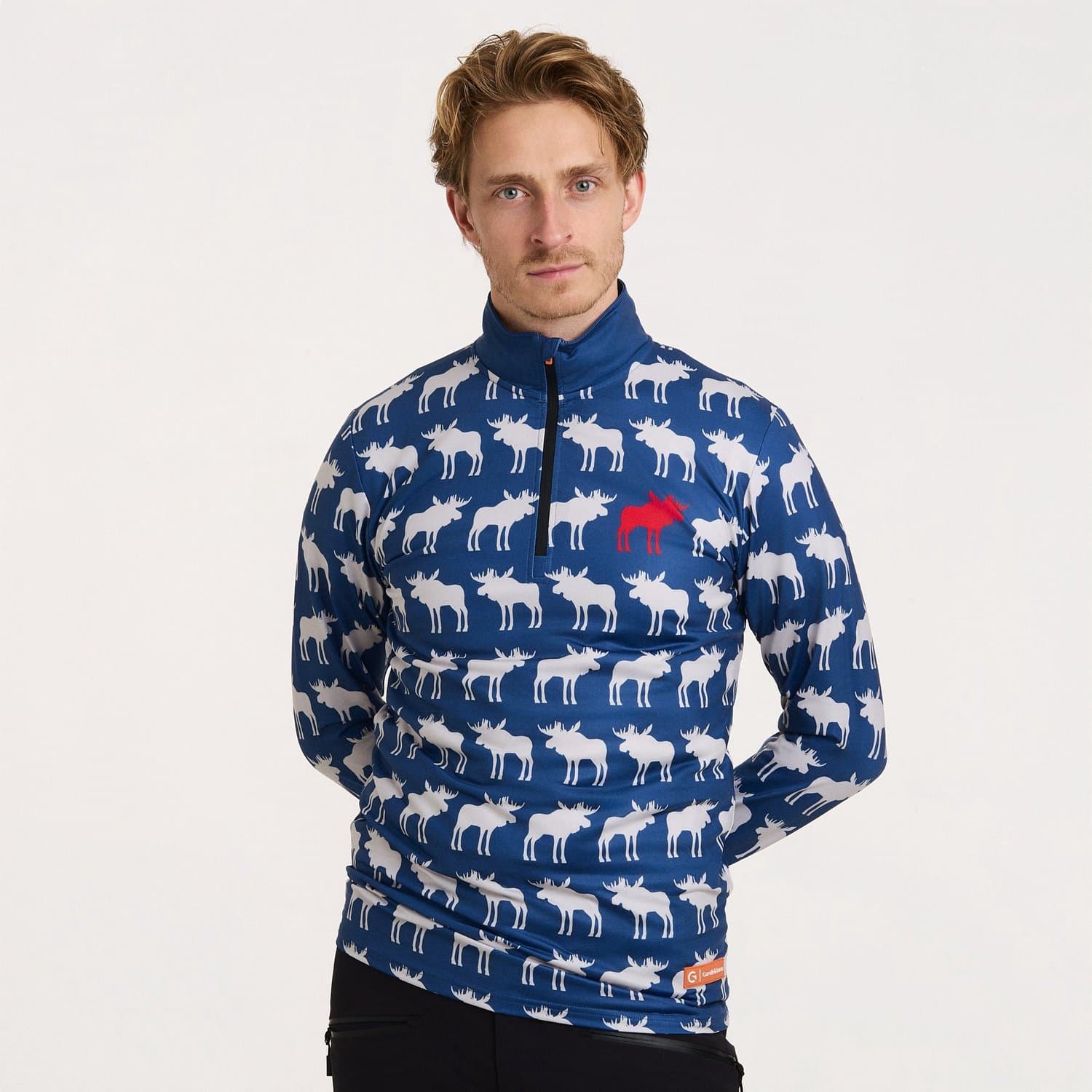 Gareth & Lucas - EVO Skipully Moose Blue - S - 100% Gerecycled Polyester - Midlayer Sportshirt - Wintersport