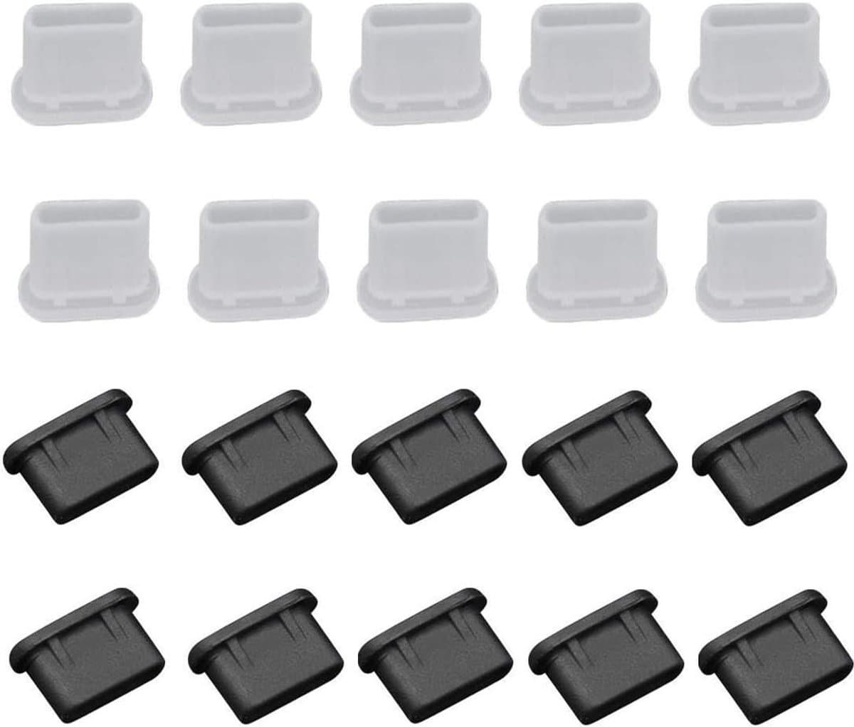 20 stuks stofstekker USB C - stofbescherming - port kapbescherming - zwart doorzichtig - mobiele telefoons - tablet - compatibel met Samsung Galaxy - Redmi Note - Huawei Mate - geschikt voor type C.