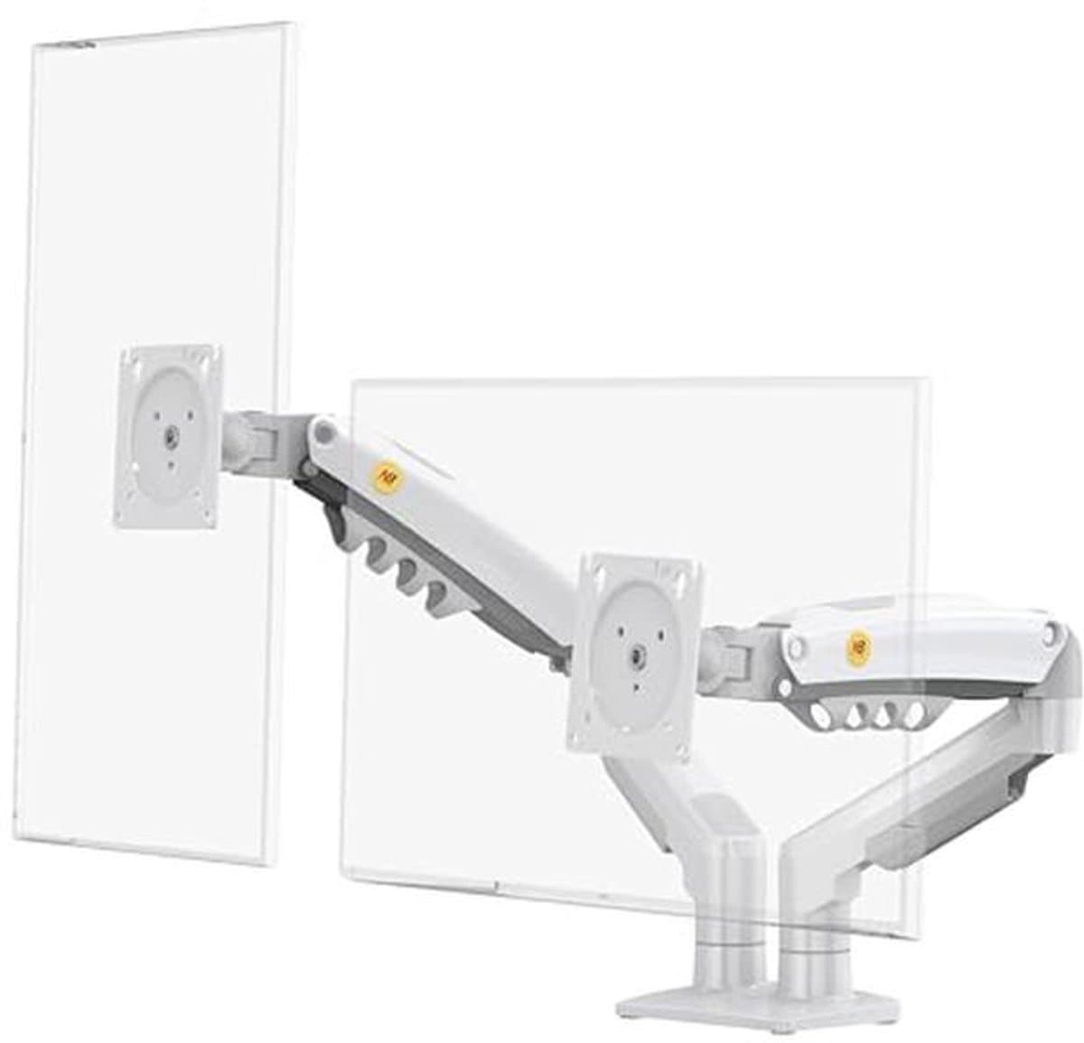 NB North Bayou Dubbel Monitorbevestiging, Full-motion Draaibare Monitorarm met Gasveer voor 17-27 inch Computerscherm, Belasting 2-9 kg VESA 75/100 mm F160-W