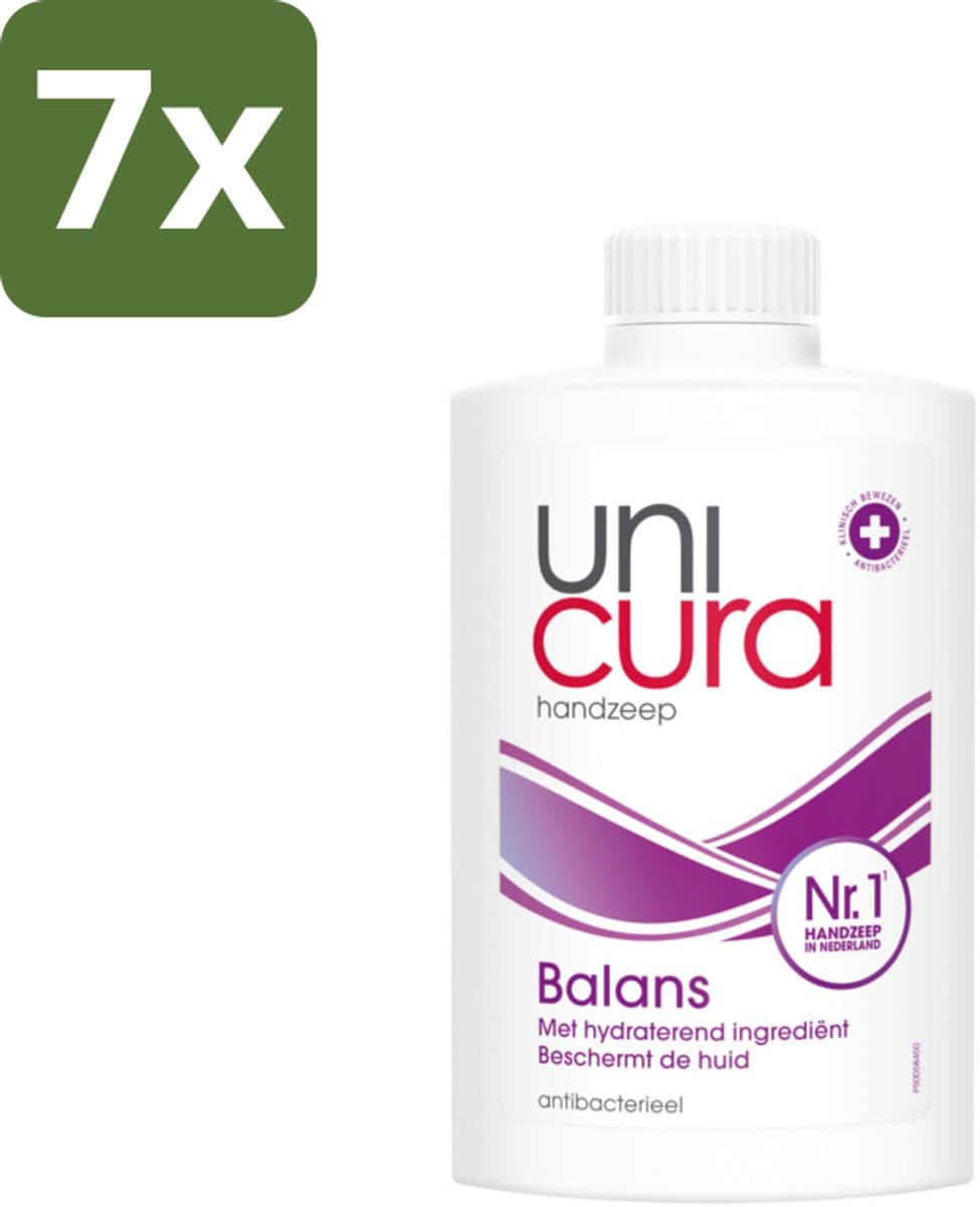 Unicura – Vloeibare Zeep Navulling – Balans – 250 ml - Bulkverpakking - 7 stuks