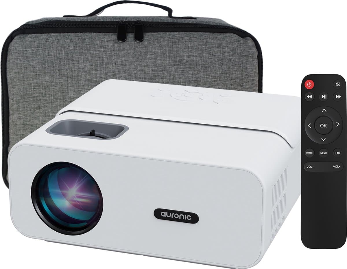 Auronic Beamer 10.000 Lumen - WiFi Projector - 1080P Full HD Streamen vanaf je telefoon - Smart Mini Beamer - HDMI-kabel - Afstandsbediening - Wit