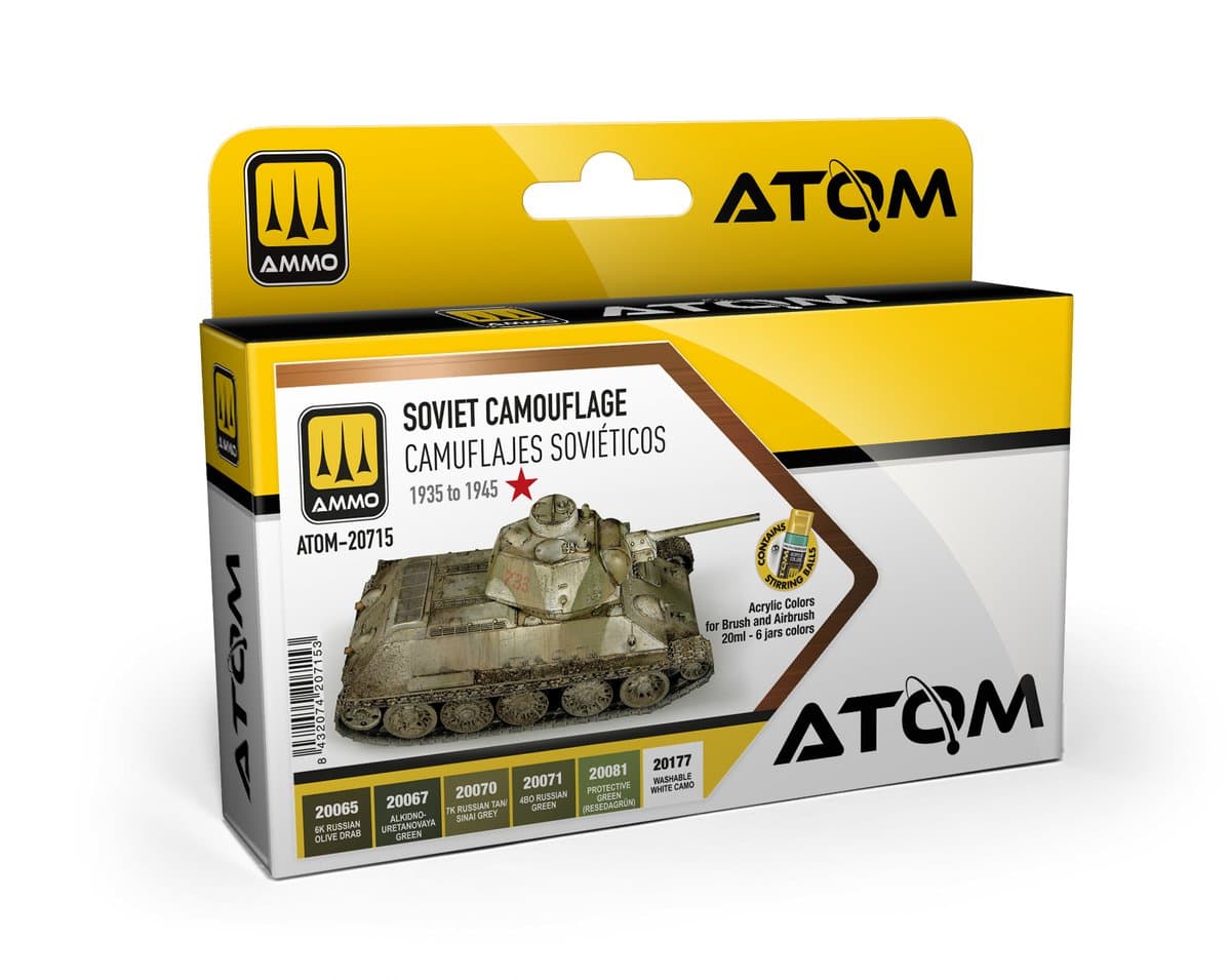 AMMO by Mig Jimenez Hobbyverf Acrylverf - MIG 20715 ATOM - Soviet Camouflage 1935-45 Militaire Kleuren - Acryl Set 4x20ml Verf set - 4x 20 ml