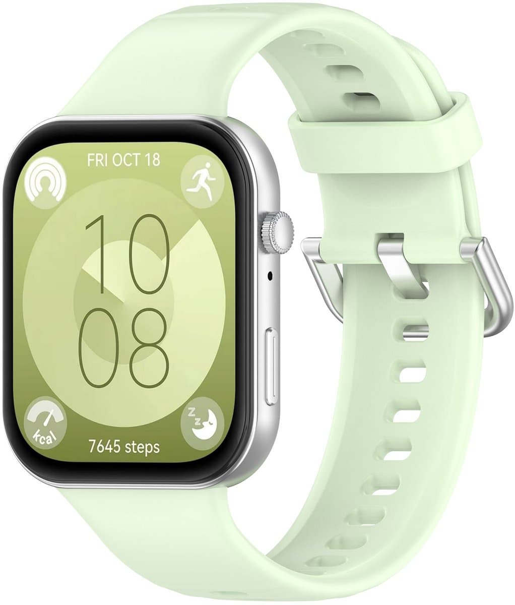 By Qubix - Siliconen bandje met gesp - Lichtgroen - geschikt voor Huawei Watch Fit 3 / Fit 4