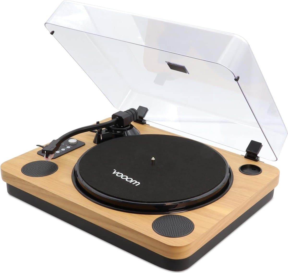 Bluetooth-vinylplaat met geïntegreerde luidsprekers en USB-opname - houteffect - 33/45/78 omwentelingen - compatibel