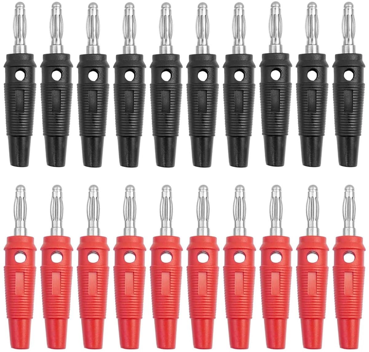Bananensteckers - Luidsprekerstekkers - Verbinding Maken - Soldeerloos - 20 Stuks - Zwart Rood