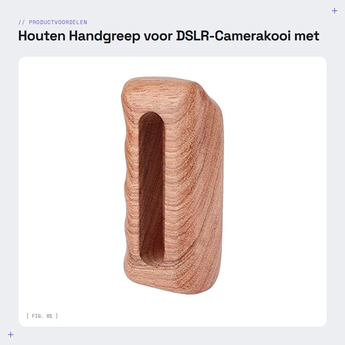 Dailygoods- Handgreep Ergonomisch Design - Houten Handgreep - 1/4"-20 Montagegroef - Universeel voor DSLR-camera Rig - Nettogewicht 72,3 g - Afmeting 41,5 mm x 87 mm x 28 mm - Camerahandgreep