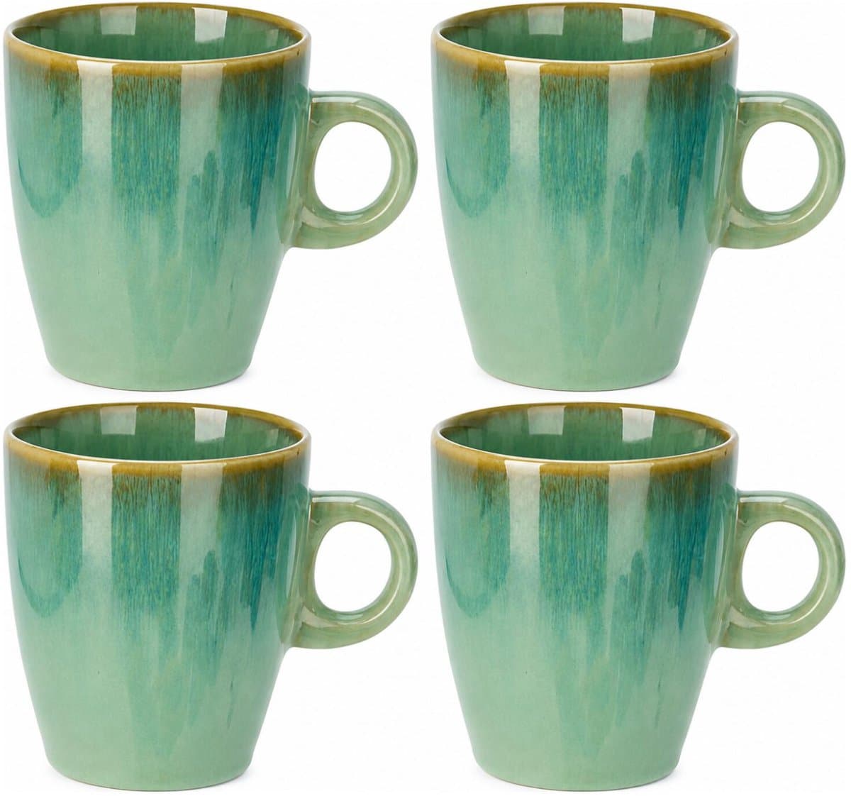 Siaki Koffiemok / theemok Faye - groen - set 4x - 220 ml - mokken - kerammiek - tas