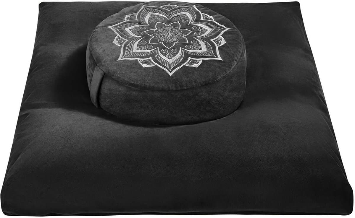 Meditatiekussen - Vloerkussen - Comfortabel Zitten - Traagschuim Vulling - 81 cm Breed - Zwart