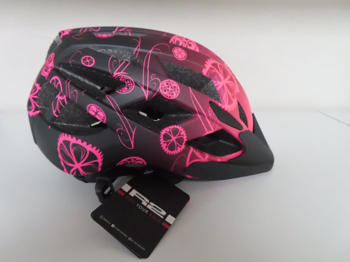 R2 Ride your race - Fietshelm - zwart/ roze - 52/56 -