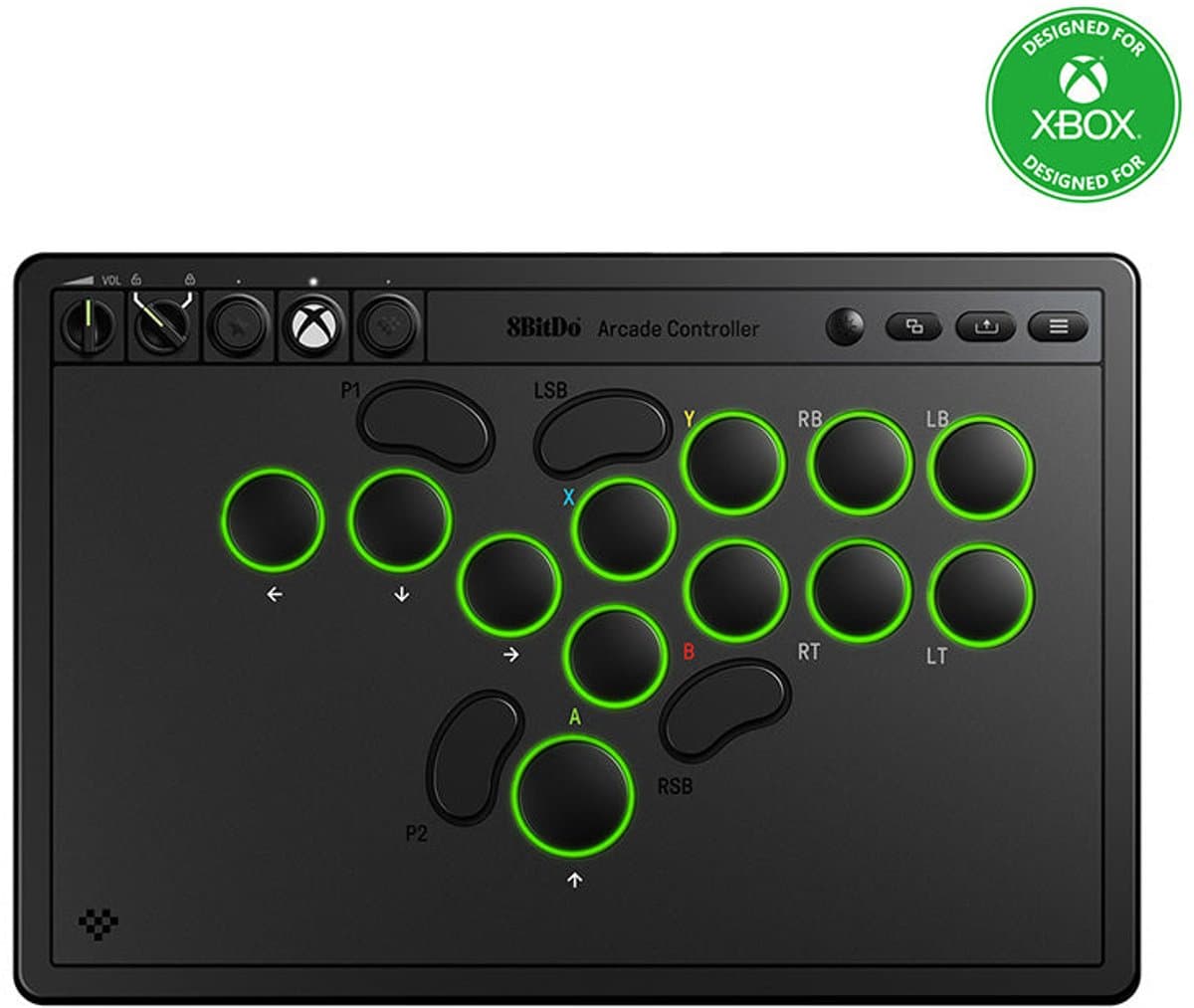 8Bitdo Arcade Controller for Xbox Zwart RF/USB Gamepad Analoog PC, Xbox One, Xbox Series S, Xbox Series X