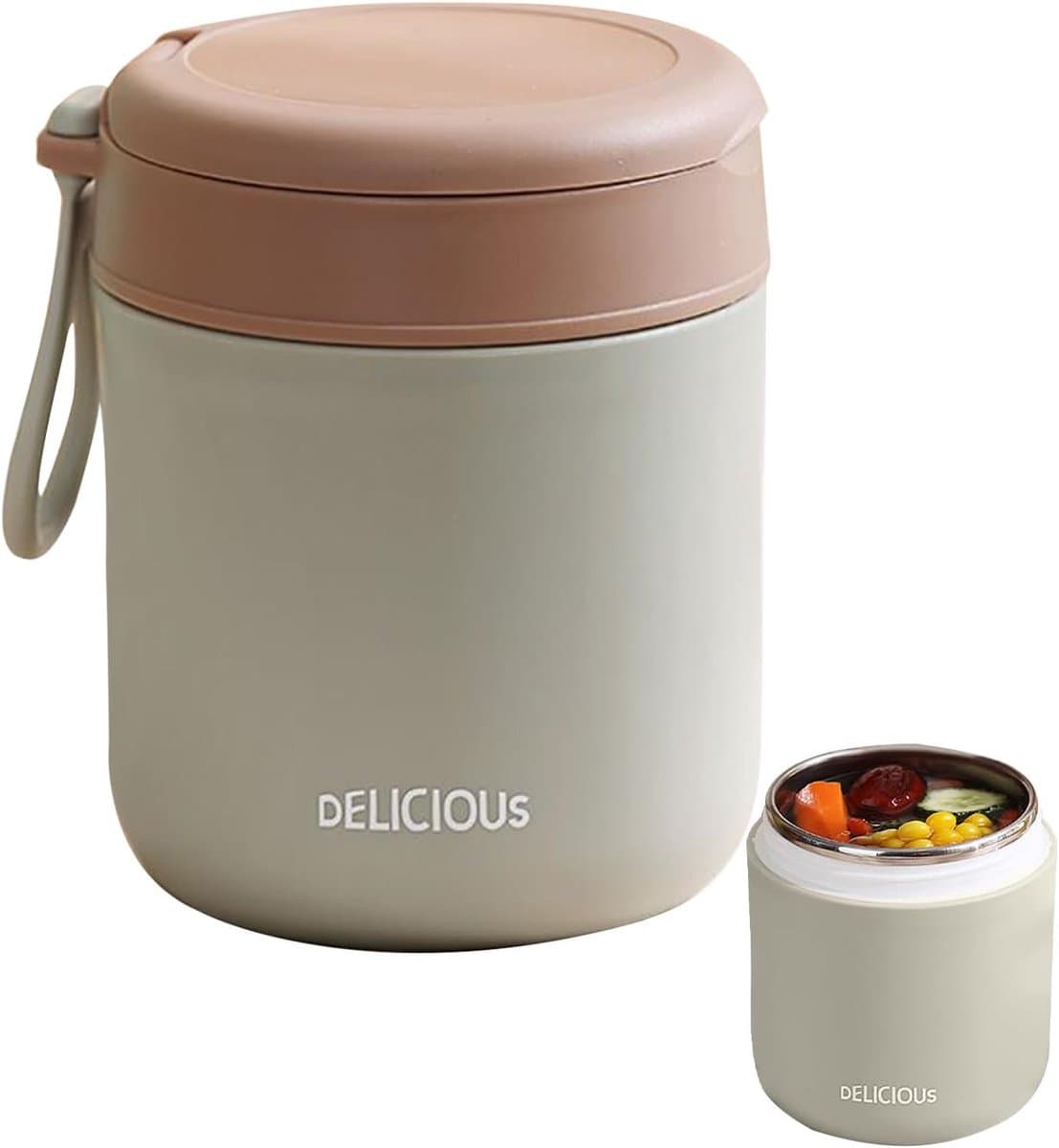 Soeppot Voedselcontainer - Lunchbox Opslagdoos - Maaltijden Meenemen - Magnetronbestendig Roestvrij Staal - 14x12x12 cm - Groen