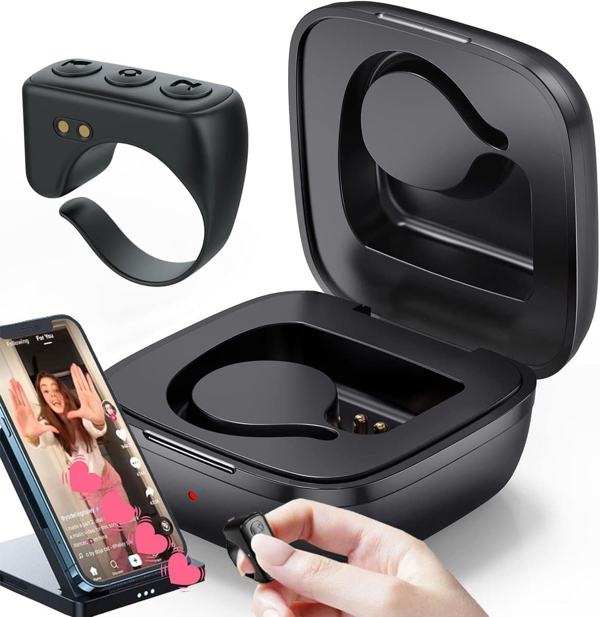 Remote Finger Scroller - Bluetooth Scrolling Page Turner - Compatible with iPhone, iPad, Android - Obsidian Black