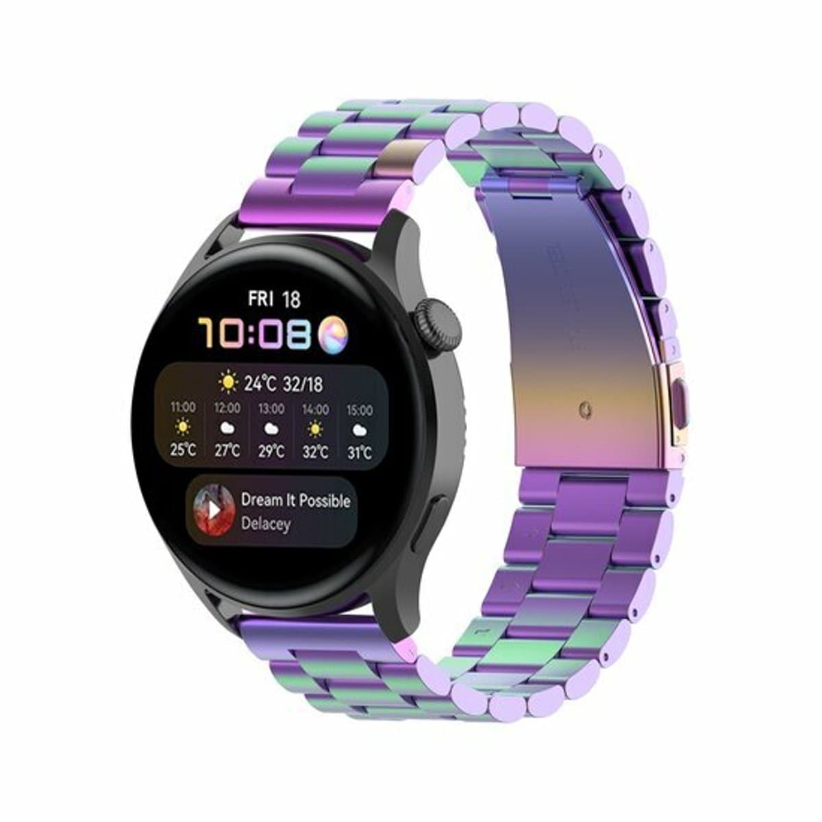 By Qubix - Geschikt voor Garmin bandje - Geschikt voor Garmin Venu 4 - 45mm - Stalen schakelband - Multicolor - Smartwatch bandje 22mm