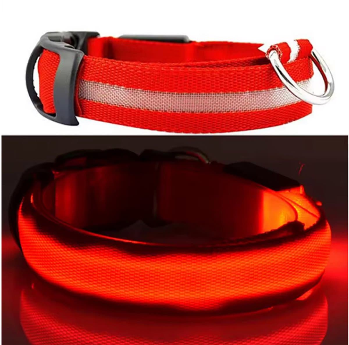 Finnacle - LED halsband - Perfect voor puppys en kleine honden - Verhoog zichtbaarheid veiligheid - Lichtgevende halsband - Rood - Maat XS