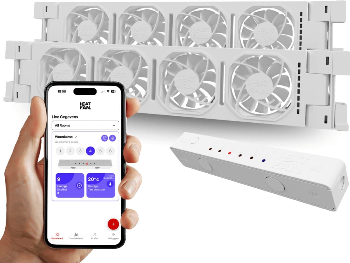 Heatfan 4 - Duo Set - Wit - Radiator Ventilator – Radiator Ventilator – met WIFI Controller – Energiezuinige Radiator Fan voor Verwarming – Geschikt voor radiatoren van 80 cm t/m 130 cm