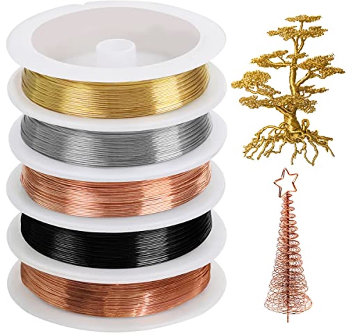 5-pack Koperen Sieraden Maak Draad – 0.4mm – 5 Kleuren – Flexibel Metaal voor DIY, Bloemkunst, Beads en Modelbouw