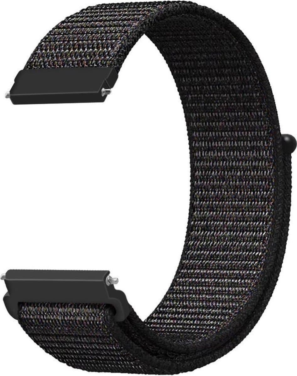123watches Watch GT nylon band - zwart mix - 22mm - Geschikt voor Huawei Watch GT / GT 2 46mm / GT 2E / GT 3 (PRO) / GT 4 46mm / GT 5 (Pro) 46mm / GT Active / GT Runner / GT Sport / Watch 3 (Pro) / Watch 4 (Pro) / Overige smartwatches met 22mm bandje