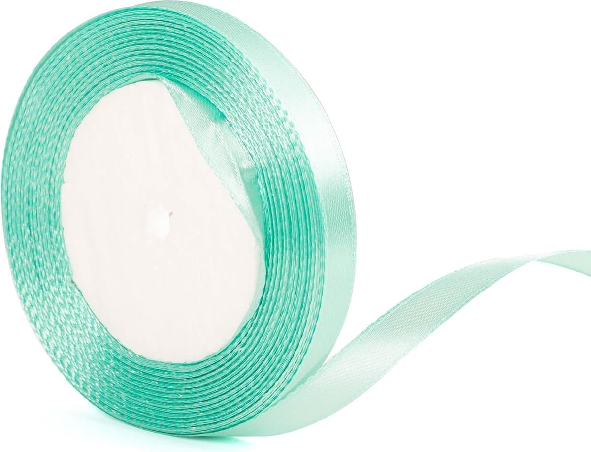 Satijnen lint polyester lint ballonlint stof dik lint voor knutselen, Kerstmis, Valentijnsdag, boeketten, cake bruiloft feestdecoraties (Tiff blauw, 10 mm)