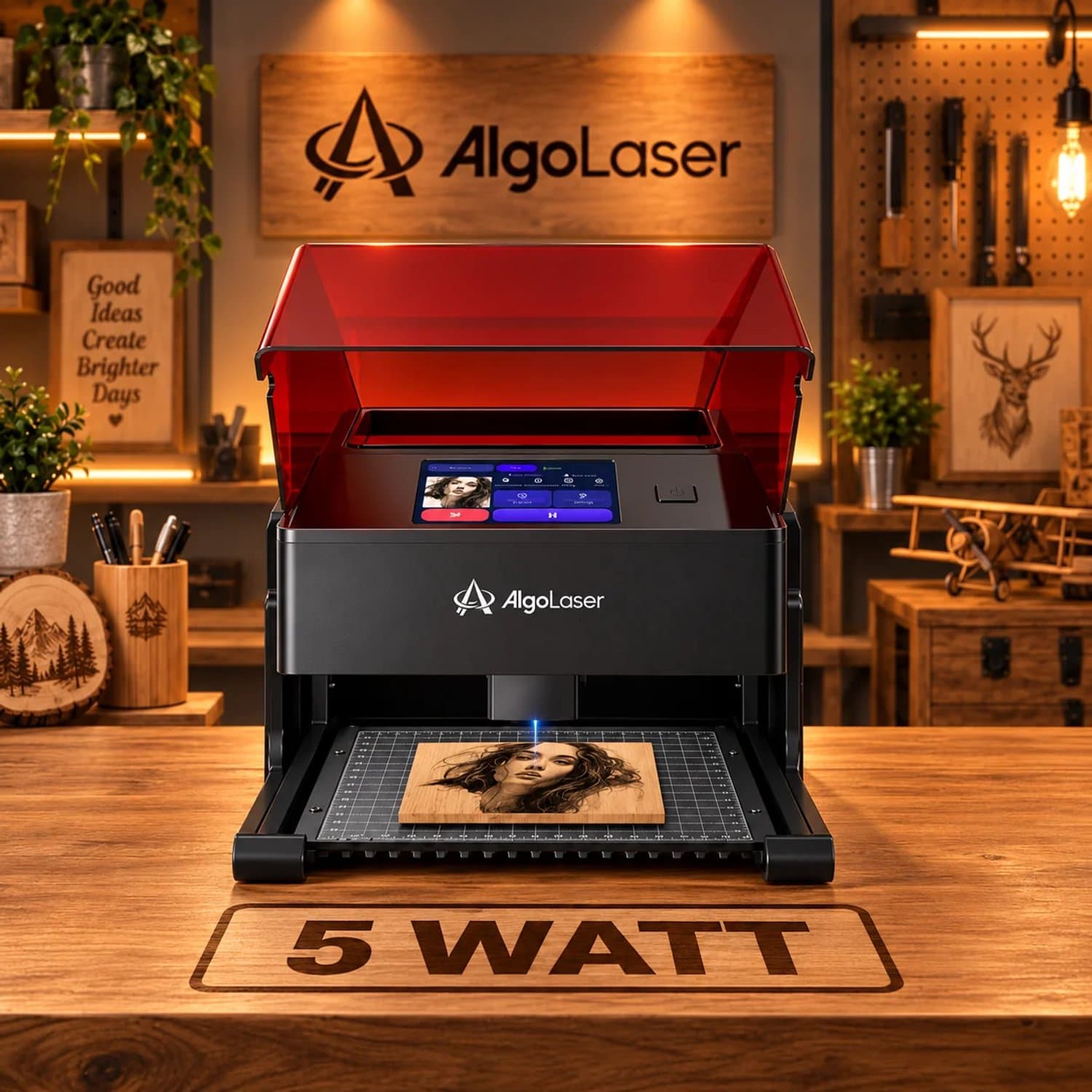 Laser Graveermachine 5W - Laser Cutter - 3.5 Inch Touchscreen - Laserprinter All In One - Graveren - Display - Laser Snijmachine - Bedienbaar Met APP