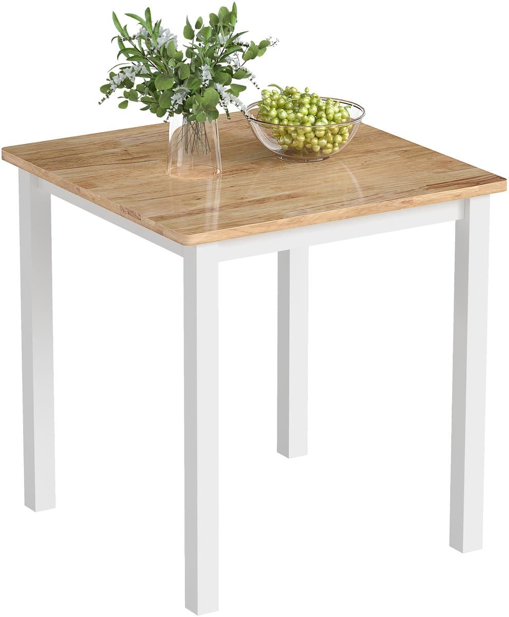 Eettafel van rubberhout-geschikt voor maximaal 4 personen-naturel hout