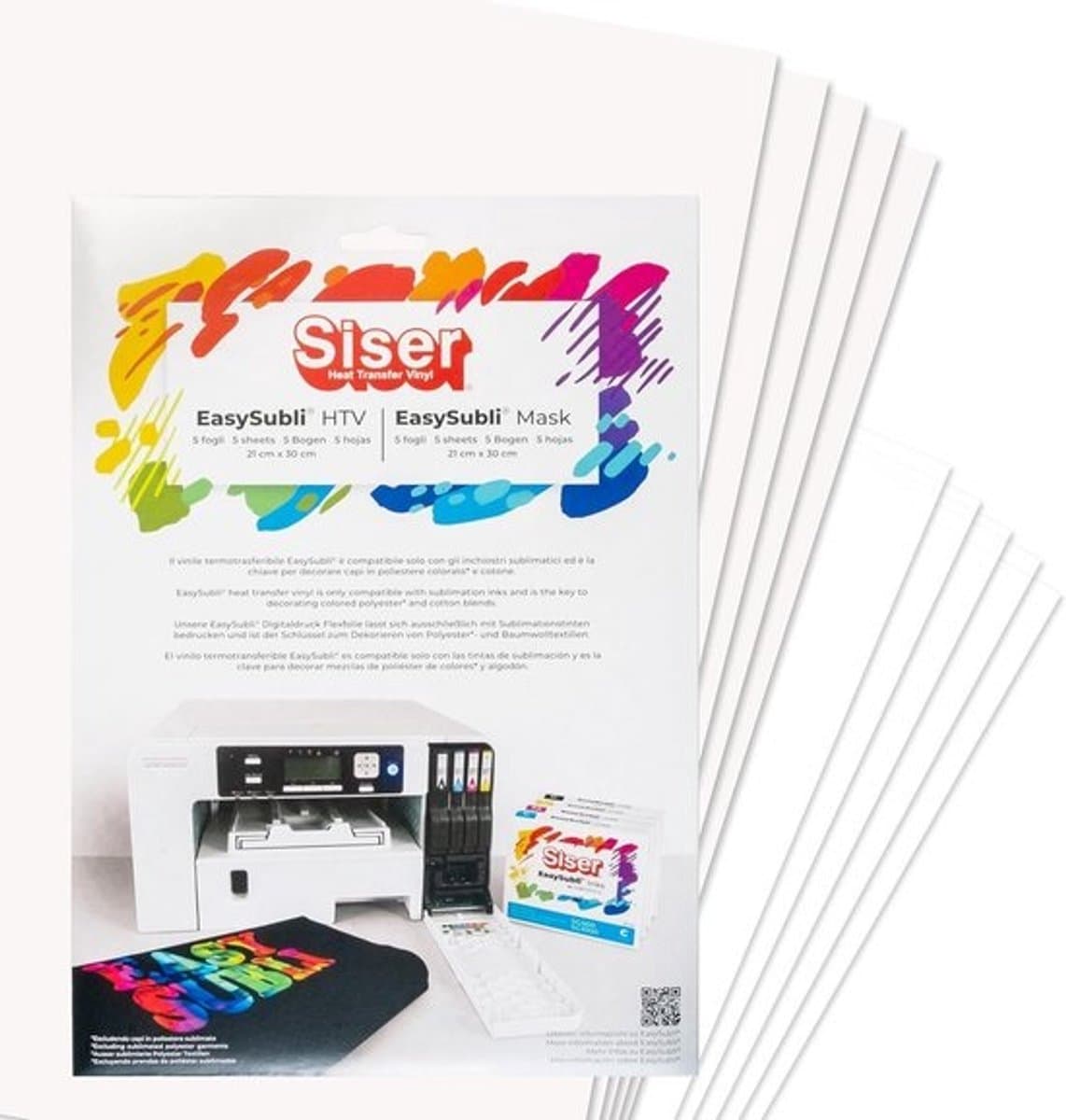 Transfer Vinyl Wit Bedrukbaar voor Sublimatieprinters - 10 Vellen A4 (5 Subli + 5 Applicatietape)